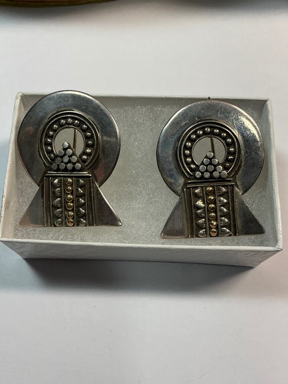 Sterling Silver Southwest Style Drop Earrings. 1 3/8 inches long